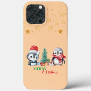 Funda Para iPhone 13 Pro Max Bebé Pingüino Santa Red Verde Feliz Fiesta de Navi