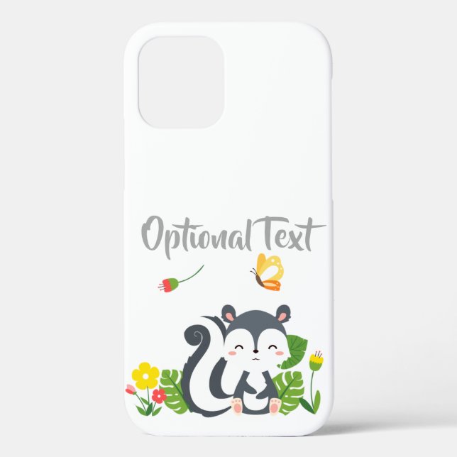 Funda De Case-Mate Para iPhone Bebé zorrillo, mariposa y flores (Reverso )