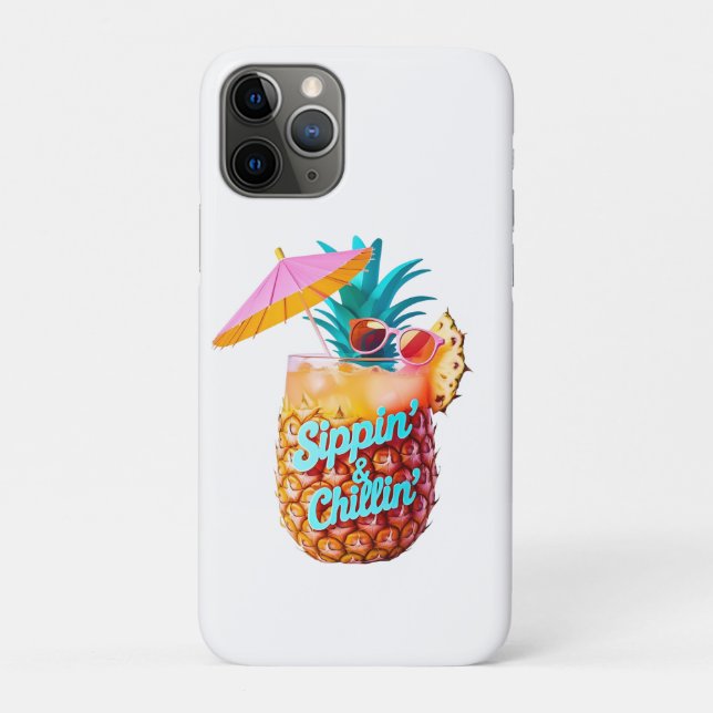 Funda De Case-Mate Para iPhone Bebida tropical en vivo "Sippin’ & Chillin’" (Reverso)