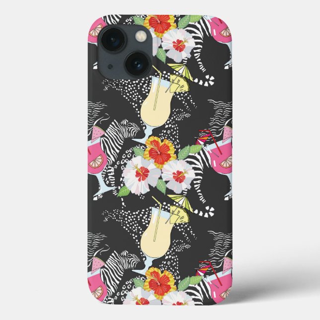 Funda De Case-Mate Para iPhone Bebidas Tropicales Con Animales (Reverso)
