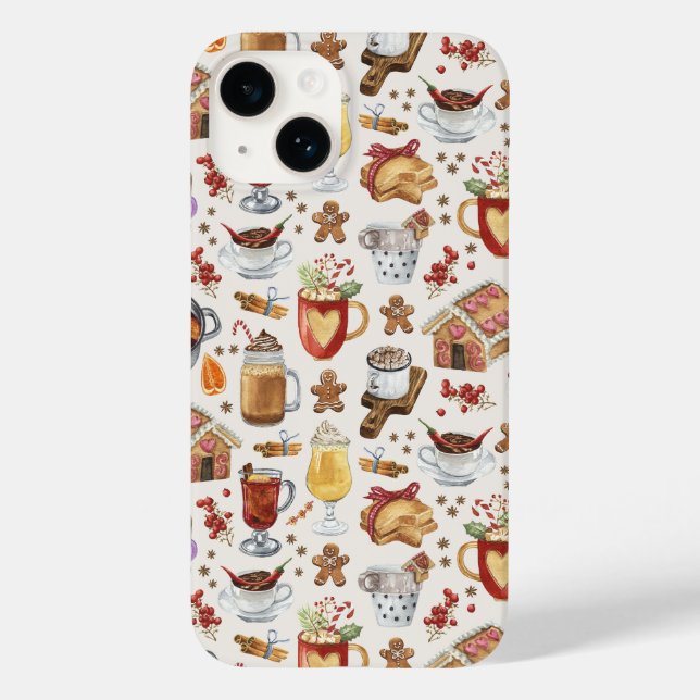 Funda De Case-Mate Para iPhone Bebidas y postres de invierno festivos (Reverso )