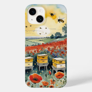 Funda Para iPhone 14 De Case-Mate Bee Hives al amanecer con pimientos rojos y abejas