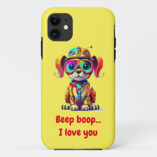 Funda Para iPhone 11 Beep Boop te amo - lindo perro robot