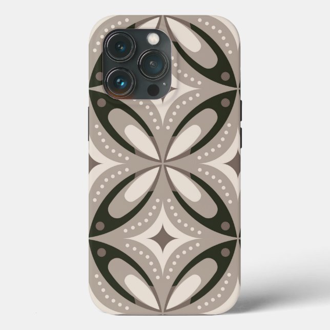 Funda De Case-Mate Para iPhone Beige and Brown Retro circular shapes (Reverso )