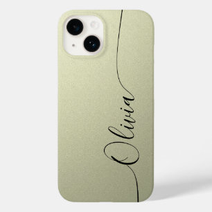 Funda Para iPhone 14 De Case-Mate Beige Black Elegant Calligraphy Script Name