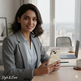 Funda Para iPhone 15 Beige Cream Simple Organic Pattern