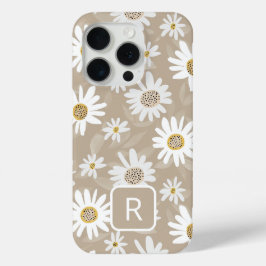 Funda Para iPhone 15 Pro Beige del patrón de marea inicial personalizado