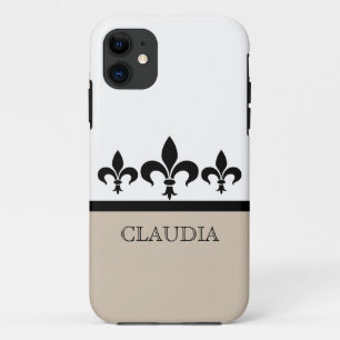 Funda Para iPhone 11 Beige Swanky Fleur De Lis BT iPhone 5 Funda