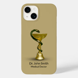 Funda Para iPhone 14 De Case-Mate Beis Medical Bowel Snake Hygieia Gold Caduceus