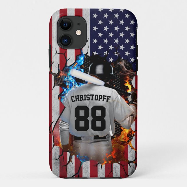 Funda De Case-Mate Para iPhone Béisbol Americano de Jersey Personalizado (Reverso)