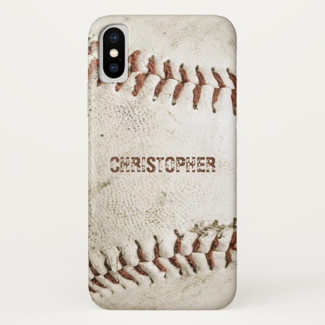 Funda De Case-Mate Para iPhone Béisbol Antiguo Personalizado (Reverso)