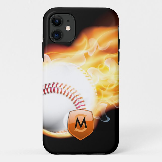Funda De Case-Mate Para iPhone Béisbol con monograma (Reverso)