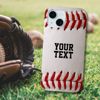 Funda Para iPhone 15 Mini Béisbol con texto de Personalizable