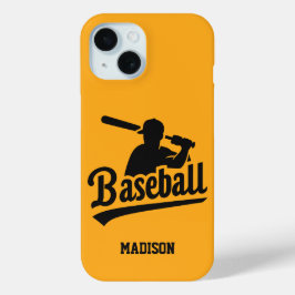 Funda Para iPhone 15 Béisbol de color y nombre personalizado