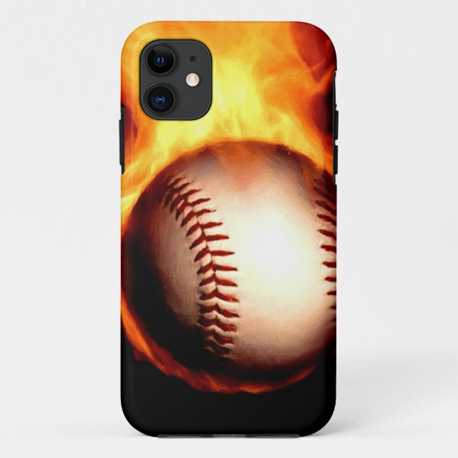 Funda De Case-Mate Para iPhone Béisbol llameante (Reverso)