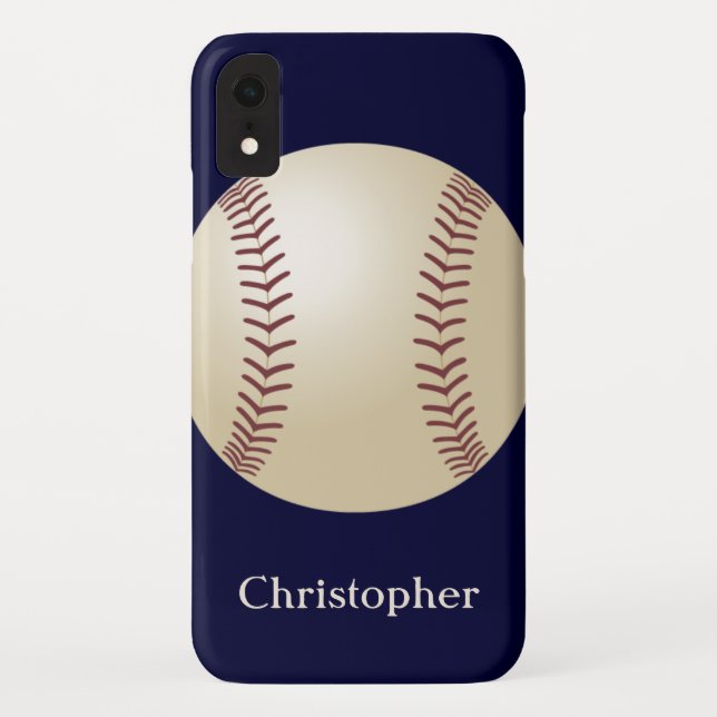 Funda De Case-Mate Para iPhone Béisbol, nombre, azul (Reverso)