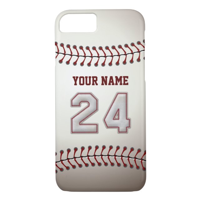 Funda De Case-Mate Para iPhone Béisbol número 24 con su nombre - deportivo (Reverso)