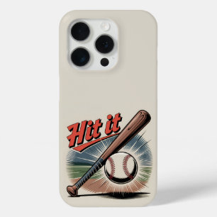 Funda Para iPhone 15 Pro Béisbol vintage "Hit It" Deportes retro