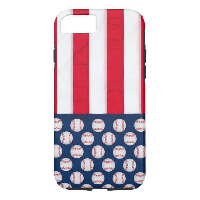 Funda De Case-Mate Para iPhone Béisbol y caja del teléfono de la bandera (Reverso)