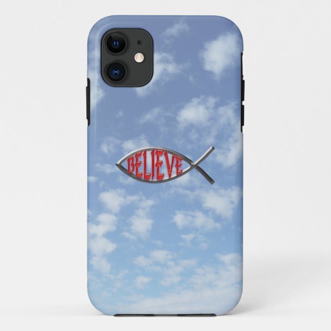 Funda De Case-Mate Para iPhone Believe Fish- Rojo (Reverso)