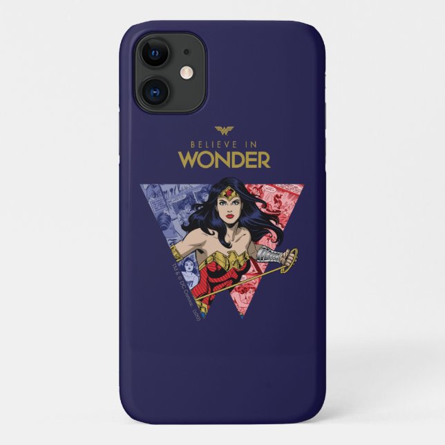Funda De Case-Mate Para iPhone "Believe In Wonder" Wonder Woman Lasso Comic Logo (Reverso)