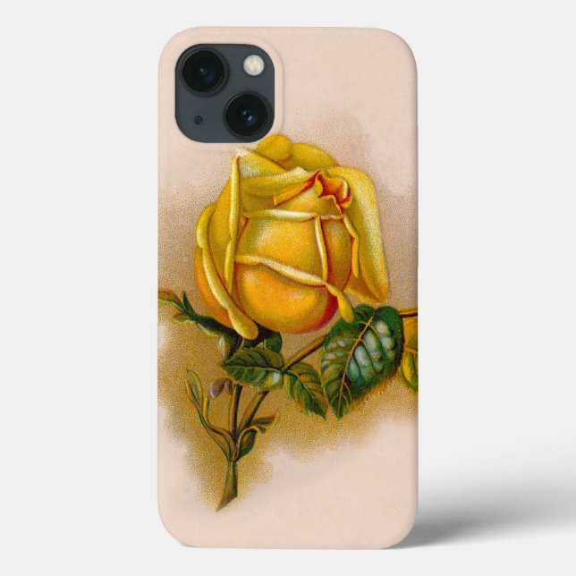 Funda De Case-Mate Para iPhone Bella Artes de impresión amarilla rosa antigua (Reverso)
