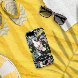 Funda Para iPhone 8 Plus/7 Plus Bella Cockatoo Bird Trópico Patrón Negro