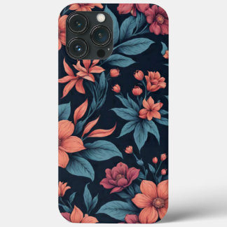 Funda Para iPhone 13 Pro Max Bella primavera Pink & Red Floral Pattern Art