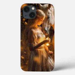 Funda Para iPhone 13 Bellas Luces Fantasy Chica Horse