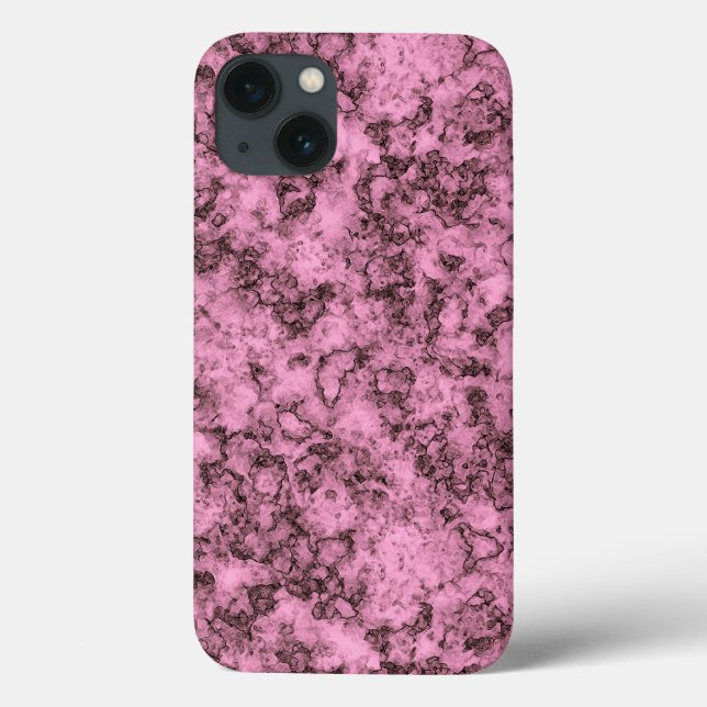 Funda De Case-Mate Para iPhone Bellas venas oscuras de mármol rosa brillante (Reverso)