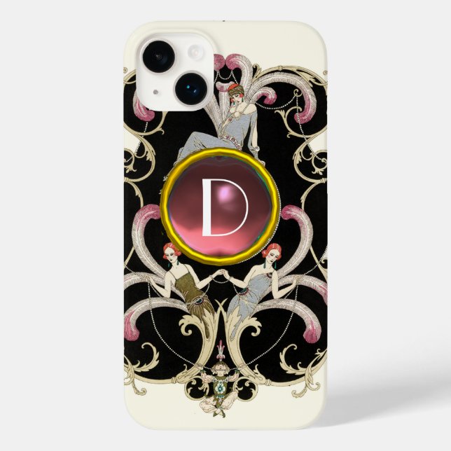 FUNDA DE Case-Mate PARA iPhone BELLEZA ART DECO FASHION PINK GEMSTONE MONOGRAM (Reverso )