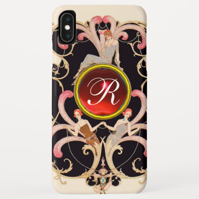 FUNDA DE Case-Mate PARA iPhone BELLEZA ART DÉCO MODA RUBÍ GEMSTONE MONOGRAMA (Reverso)