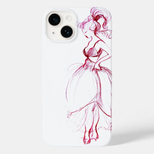 FUNDA DE Case-Mate PARA iPhone BELLEZA CON VESTIDO ROJO (Reverso )