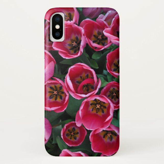 Funda De Case-Mate Para iPhone Belleza de tulipanes rosados (Reverso)
