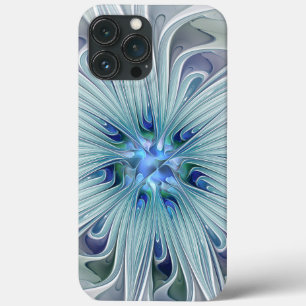 Funda Para iPhone 13 Pro Max Belleza floral Resumen Flor Pastel azul moderno