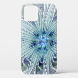 Funda Para iPhone 12 Pro Belleza floral Resumen Flor Pastel azul moderno