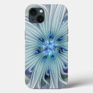 Funda Para iPhone 13 Belleza floral Resumen Flor Pastel azul moderno
