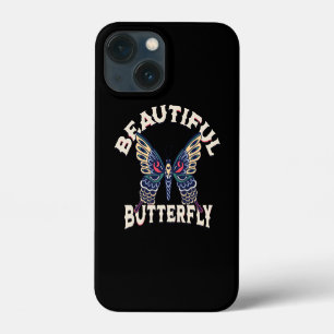 Funda Para iPhone 13 Mini belleza-mariposa-retro-vector-arte-ilustracion-
