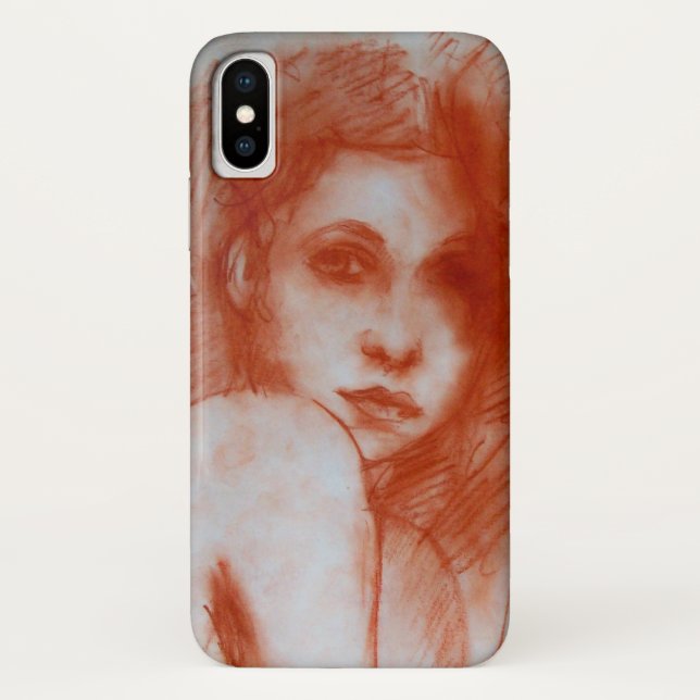 Funda De Case-Mate Para iPhone BELLEZA ROMÁNTICA / Retrato femenino en Sepia Brow (Reverso)