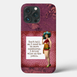 Funda Para iPhone 13 Pro Belleza vintage Beber vino divertido
