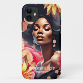 FUNDA PARA iPhone 11 BELLEZA VINTAGE FLORES DE MUJERES NEGRAS
