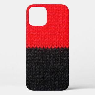 Funda Para iPhone 12 bello tejido de punto negro y rojo con dibujos
