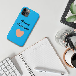 Funda Para iPhone 11 Pro Bendecida: Peach bigual y Blue Heart