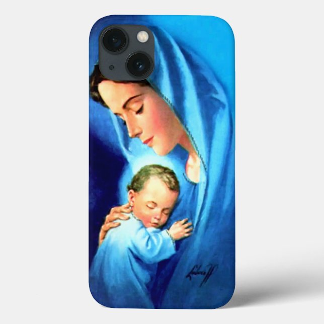 Funda De Case-Mate Para iPhone Bendita Virgen María con el Niño Jesús (Reverso)
