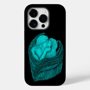 Funda Para iPhone 14 Pro De Case-Mate Besada de ángeles , diseño negro y verde