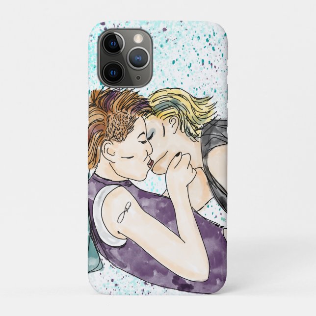 Funda De Case-Mate Para iPhone Besando arte acuático de mujeres LGBTQIA+ (Reverso)