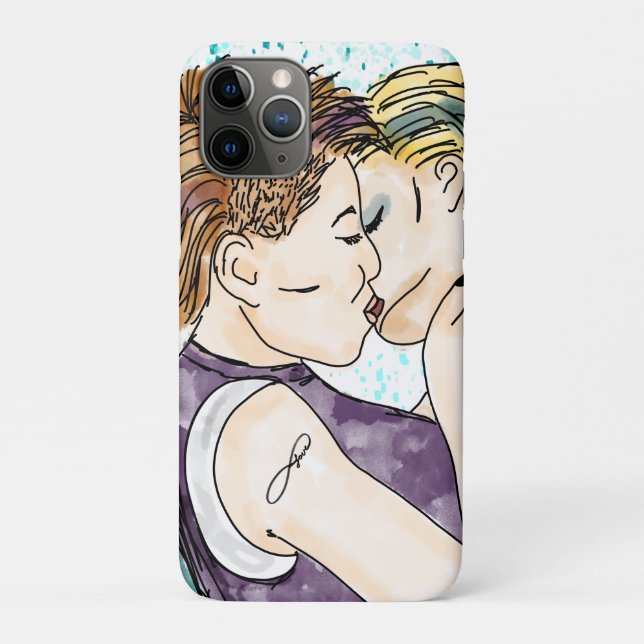 Funda De Case-Mate Para iPhone Besando arte acuático de mujeres LGBTQIA+ (Reverso)