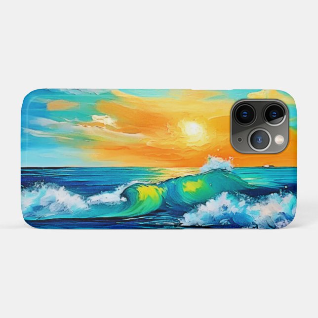 Funda De Case-Mate Para iPhone Beso del océano: Olas de atardecer (Reverso (horizontal))