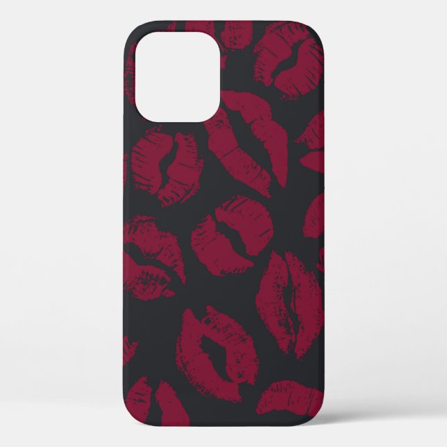 Funda De Case-Mate Para iPhone Besos de lápiz labial: impresiones rojas oscuras (Reverso )