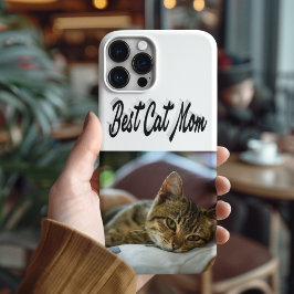 Funda Para iPhone 13 Best Cat Mom Photo Black text
